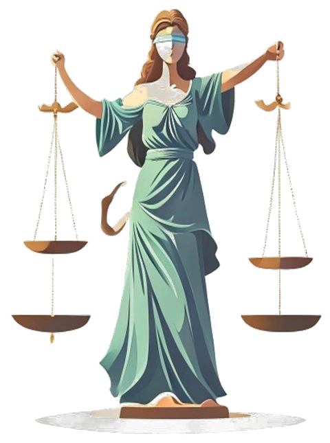 Ilustración de la justicia con balanza
