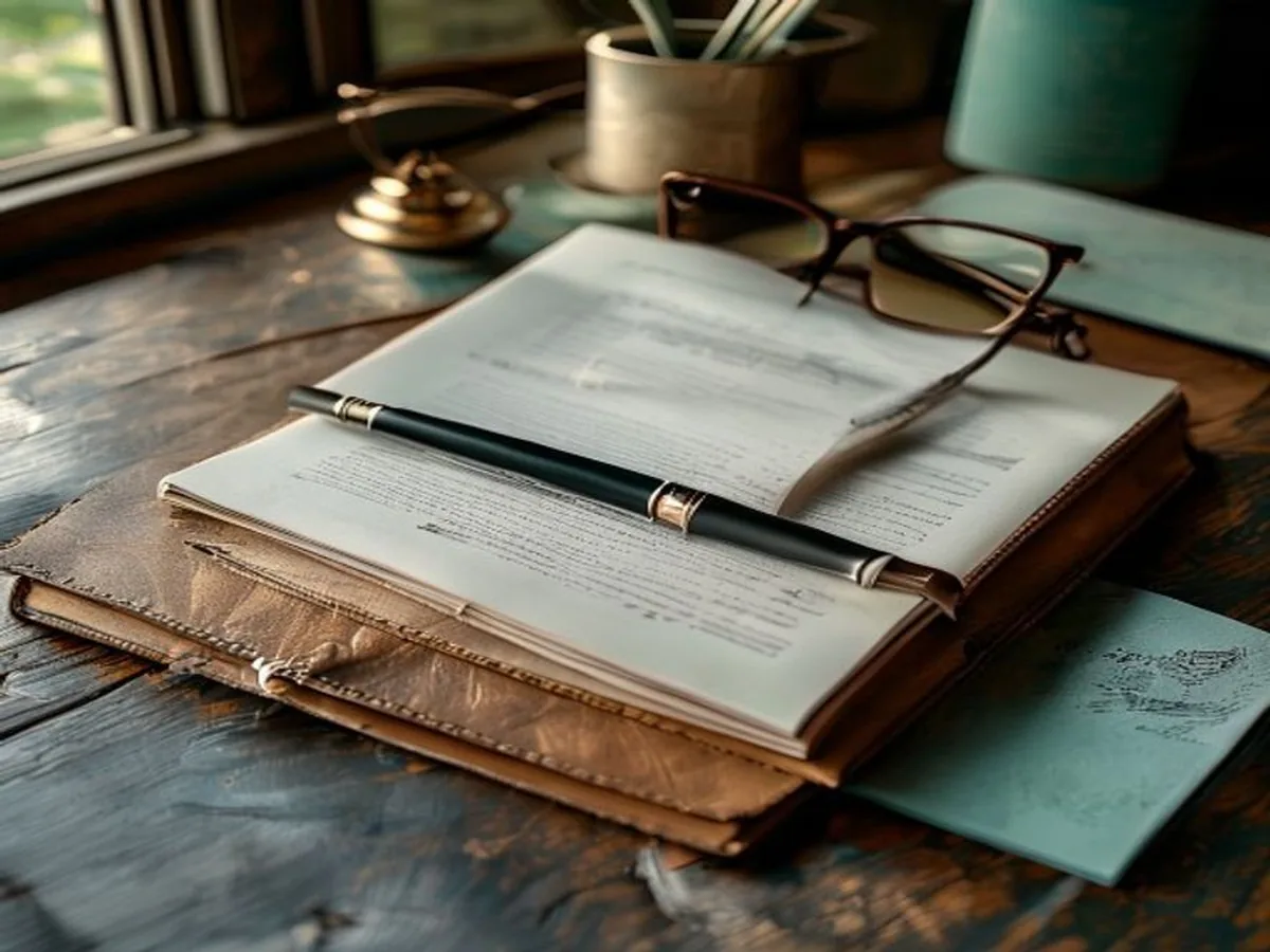 Revisión y firma de documentos legales y fiscales sobre un escritorio